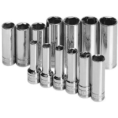 SK - 3/8" Drive Deep Socket Set - 7 to 19mm, Metric Measurement Standard - Exact Industrial Supply