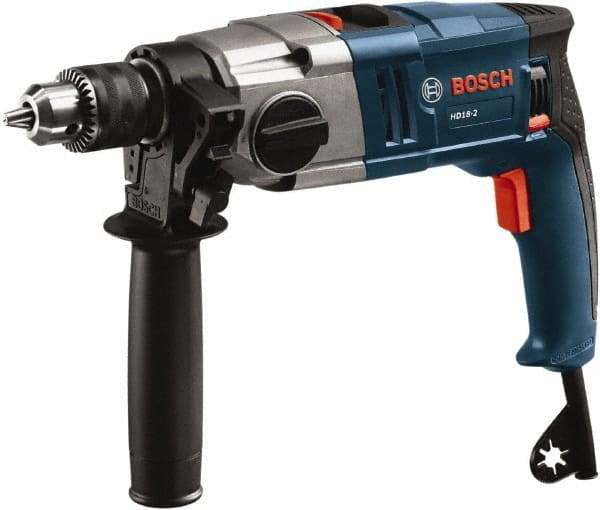 Bosch - 120 Volt 1/2" Keyed Chuck Electric Hammer Drill - 0 to 50,000 BPM, 0 to 1,200 RPM - Exact Industrial Supply