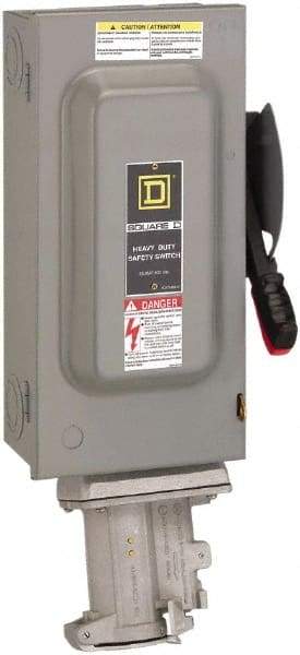 Square D - 60 Amp, 600 VAC, 3 Pole Nonfused Safety Switch - NEMA 1, 30 hp at 600 VAC (Single Phase), 60 hp at 600 VAC (Triple Phase) - Exact Industrial Supply