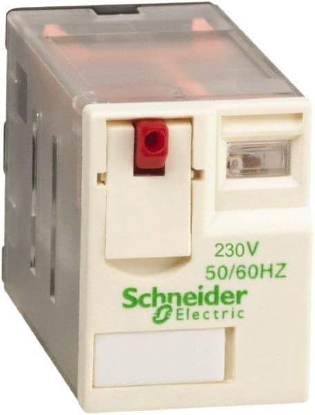 Schneider Electric - 3,000 VA Power Rating, Electromechanical Plug-in General Purpose Relay - 12 Amp at 250/277 VAC & 28 VDC, 6 Amp at 250 VAC & 28 VDC, 2CO, 230 VAC at 50/60 Hz - Exact Industrial Supply