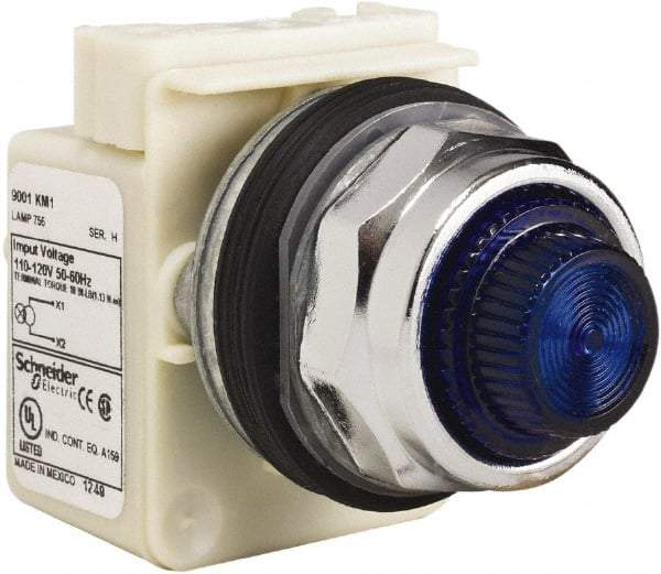 Schneider Electric - 120 VAC Blue Lens Indicating Light - Screw Clamp Connector - Exact Industrial Supply