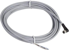 Telemecanique Sensors - 3 Amp, M8 4 Pin Elbowed Female Cordset Sensor and Receptacle - 60 VAC, 75 VDC, 5m Cable Length, IP67 Ingress Rating - Exact Industrial Supply