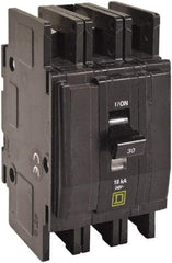 Square D - 25 Amp, 240 VAC, 3 Pole, DIN Rail Mounted, Flush Mount, Surface Mount Miniature Circuit Breaker - Thermal Magnetic Trip, 10 kA at 120/240 VAC Breaking Capacity, 14-2 (Aluminum), 14-2 (Copper) AWG, 74mm Deep x 103mm High x 19mm Wide - Exact Industrial Supply