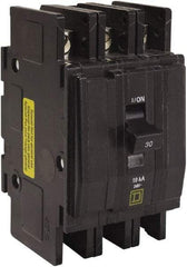 Square D - 60 Amp, 240 VAC, 3 Pole, DIN Rail Mounted, Flush Mount, Surface Mount Miniature Circuit Breaker - Thermal Magnetic Trip, 10 kA at 120/240 VAC Breaking Capacity, 14-2 (Aluminum), 14-2 (Copper) AWG, 74mm Deep x 103mm High x 19mm Wide - Exact Industrial Supply