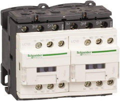 Schneider Electric - 3 Pole, 240 Coil VAC at 50/60 Hz, 12 Amp at 440 VAC, Reversible IEC Contactor - 1 Phase hp: 1 at 115 VAC, 2 at 230/240 VAC, 3 Phase hp: 10 at 575/600 VAC, 3 at 200/208 VAC, 3 at 230/240 VAC, 7.5 at 460/480 VAC - Exact Industrial Supply