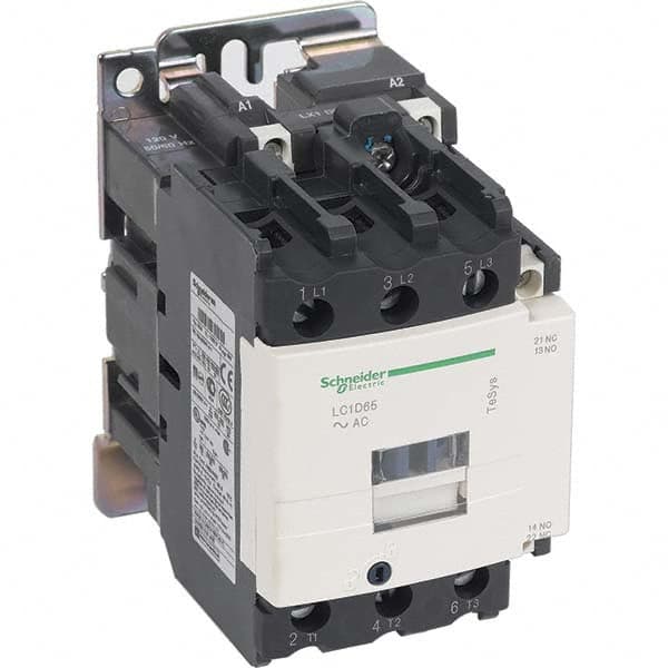 Schneider Electric - 3 Pole, 415 Coil VAC at 50/60 Hz, 65 Amp at 440 VAC and 80 Amp at 440 VAC, Nonreversible IEC Contactor - Exact Industrial Supply