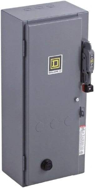 Square D - 3 Pole, 600 VAC, 27 Continuous Amp, 10 hp, Enclosed NEMA Combination Starter - NEMA 1, 30 Amp Short Circuit Protection - Exact Industrial Supply