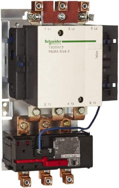 Schneider Electric - 120 Coil VAC, 270 Amp, NEMA Size 5, Nonreversible Open Enclosure NEMA Motor Starter - 3 Phase hp: 100 at 230 VAC, 200 at 460 VAC, 200 at 575 VAC, 75 at 200 VAC - Exact Industrial Supply