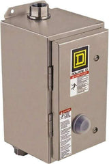 Square D - 220 Coil VAC at 50 Hz, 240 Coil VAC at 60 Hz, 27 Amp, NEMA Size 1, Nonreversible Enclosed Enclosure NEMA Motor Starter - 3 Phase hp: 10 at 460 VAC, 10 at 575 VAC, 7-1/2 at 200 VAC, 7-1/2 at 230 VAC, 4x Enclosure Rating - Exact Industrial Supply