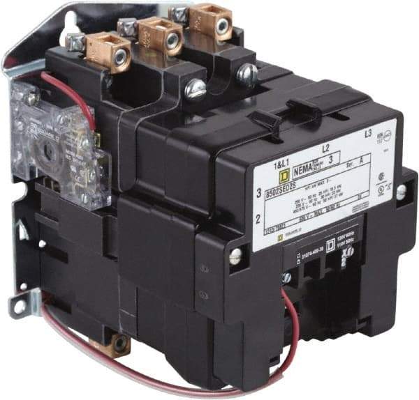 Square D - 2 Pole, 440 Coil VAC at 50 Hz and 480 Coil VAC at 60 Hz, 90 Amp NEMA Contactor - Open Enclosure, 50 Hz at 440 VAC and 60 Hz at 480 VAC - Exact Industrial Supply
