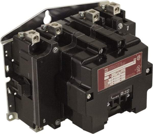 Square D - No Enclosure, 4 Pole, Electrically Held Lighting Contactor - 100 A (Tungsten), 220 VAC at 50 Hz, 240 VAC at 60 Hz - Exact Industrial Supply