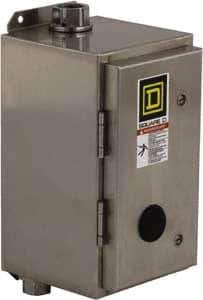 Square D - 4/4X NEMA Rated, 3 Pole, Electrically Held Lighting Contactor - 30 A (Tungsten), 110 VAC at 50 Hz, 120 VAC at 60 Hz - Exact Industrial Supply