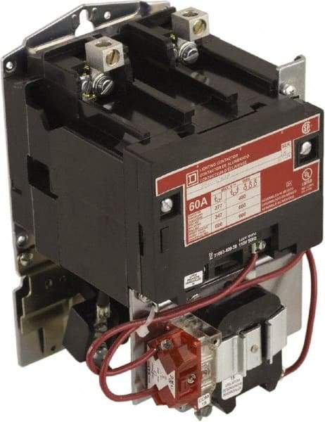 Square D - No Enclosure, 2 Pole, Mechanically Held Lighting Contactor - 60 A (Tungsten), 277 VAC at 60 Hz - Exact Industrial Supply