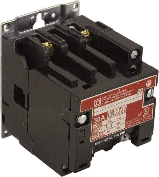 Square D - No Enclosure, 2 Pole, Electrically Held Lighting Contactor - 30 A (Tungsten), 208 VAC at 60 Hz - Exact Industrial Supply