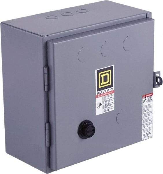 Square D - 110 Coil VAC at 50 Hz, 120 Coil VAC at 60 Hz, 27 Amp, NEMA Size 1, Reversible Enclosed Enclosure NEMA Motor Starter - 10 hp at 1 Phase, 1 Enclosure Rating - Exact Industrial Supply