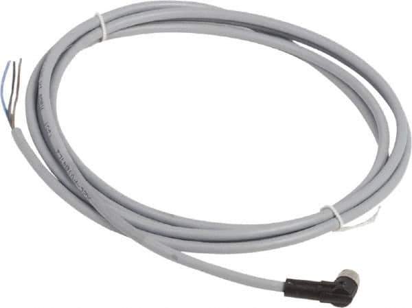 Telemecanique Sensors - 3 Amp, M8 4 Pin Elbowed Female Cordset Sensor and Receptacle - 60 VAC, 75 VDC, 2m Cable Length, IP67 Ingress Rating - Exact Industrial Supply