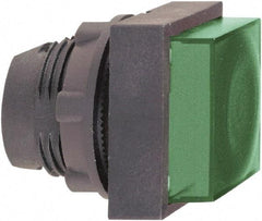 Schneider Electric - 22mm Mount Hole, Extended Straight, Pushbutton Switch Only - Square, Green Pushbutton, Illuminated, Momentary (MO) - Exact Industrial Supply