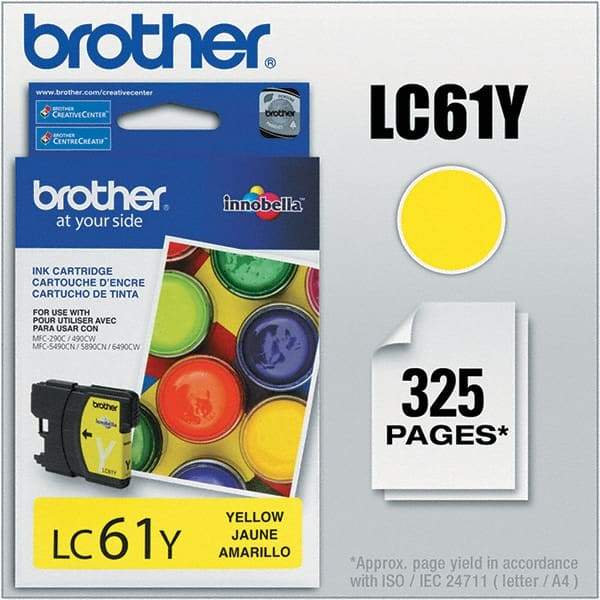 Brother - Yellow Ink Cartridge - Use with Brother DCP-J140W, 165C, 375CW, 385C, 395CN, 585CW, MFC-250C, 255CW, 290C, 295CN, 490CW, 495CW, J615W, 775CW, 790CW, 795CW, 990CW - Exact Industrial Supply