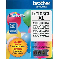 Brother - Cyan, Magenta & Yellow Ink Cartridge - Use with Brother MFC-J460DW, J480DW, J485DW, J680DW, J880DW, J885DW, J4320DW, J4420DW, J4620DW, J5520DW, J5620DW, J5720DW - Exact Industrial Supply