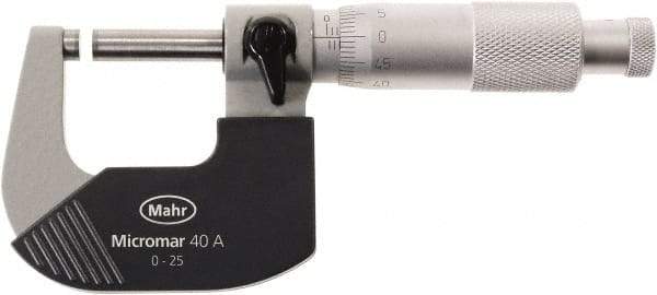 Mahr - 100 to 125mm Range, 0.01mm Graduation, Mechanical Outside Micrometer - Ratchet Stop Thimble - Exact Industrial Supply