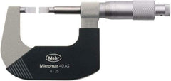 Mahr - 2" to 3" Mechanical Satin Chrome Coated Blade Micrometer - 0.0001" Graduation, 0.031" Blade Thickness, Ratchet Thimble, Rotating Spindle - Exact Industrial Supply