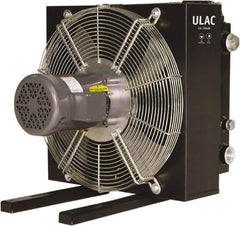 Parker - 1" SAE O-Ring Boss, 1 Fan Mount, Liquid-To-Air Aluminum Brazed Process Equipment Heat Exchanger - Oil Cooler, Ethylene Glycol/Water Mixture Cooler, 18.5" High x 17.3" Wide x 20.8" Deep, 780 BTU/Hr, 250°F Max - Exact Industrial Supply