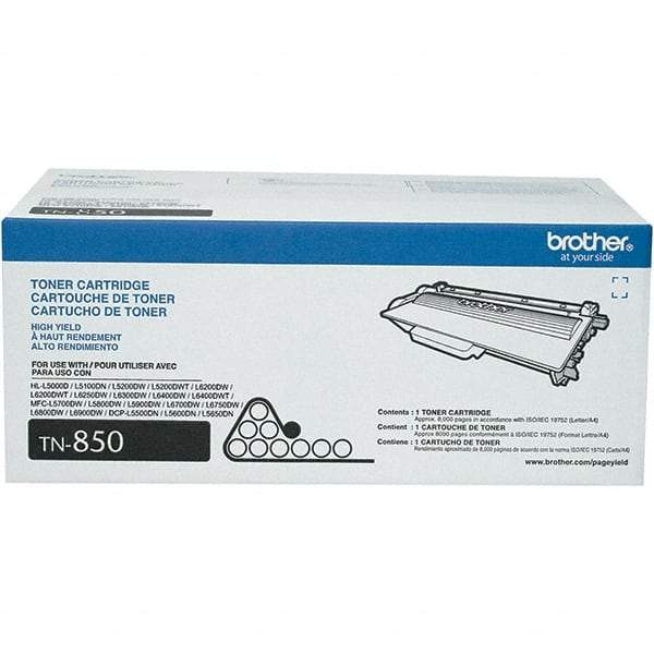 Brother - Black Toner Cartridge - Use with Brother DCP-L5500DN, L5600DN, L5650DN, HL-L5000D, L5100DN, L5200DW, L5200DWT, L6200DW, L6200DWT, L6250DW, L6300DW, L6400DW - Exact Industrial Supply