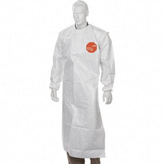 Dupont - 12 mil Thick Disposable & Chemical Resistant Apron - 52"ELAS WAIST 12/PK TYCHEM4000 SLEEVED APRON - Exact Industrial Supply