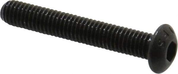 Value Collection - #10-32 UNF Hex Socket Drive, Button Screw - Alloy Steel, Black Oxide Finish, Fully Threaded, 1-1/4" Length Under Head - Exact Industrial Supply