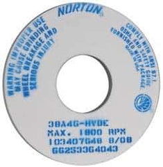 Norton - 14" Diam x 5" Hole x 1" Thick, H Hardness, 46 Grit Surface Grinding Wheel - Aluminum Oxide, Type 1, Coarse Grade, 1,800 Max RPM, Vitrified Bond, No Recess - Exact Industrial Supply