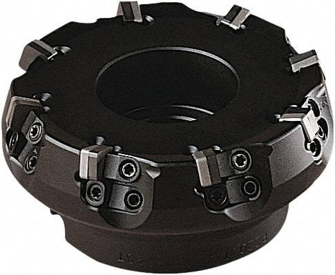 Seco - 102.3mm Cut Diam, 1.26" Arbor Hole, 8mm Max Depth of Cut, 75° Indexable Chamfer & Angle Face Mill - 8 Inserts, SN.. 0903 Insert, Right Hand Cut, Series R220.74 - Exact Industrial Supply