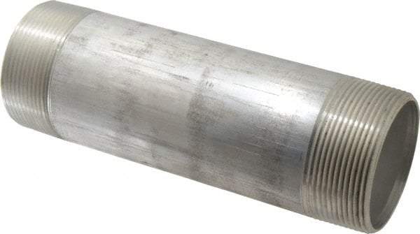 Merit Brass - 3" Pipe, 10" Long, Aluminum Pipe Nipple - Grade 6061, Threaded - Exact Industrial Supply