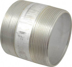 Merit Brass - 4" Pipe, 4" Long, Aluminum Pipe Nipple - Grade 6061, Threaded - Exact Industrial Supply