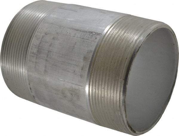 Merit Brass - 4" Pipe, 6" Long, Aluminum Pipe Nipple - Grade 6061, Threaded - Exact Industrial Supply