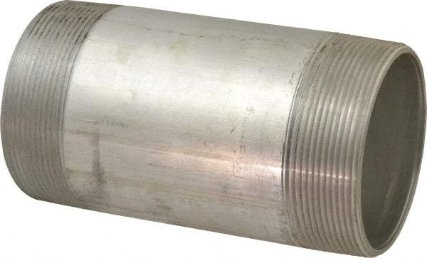 Merit Brass - 4" Pipe, 8" Long, Aluminum Pipe Nipple - Grade 6061, Threaded - Exact Industrial Supply