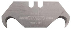 Stanley - 5 Piece High Carbon Steel Hook Blade - 1-7/8" OAL, 0.024" Blade Thickness - Exact Industrial Supply