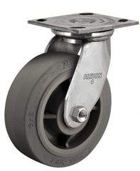 Albion - 5" Diam x 2" Wide x 6-1/2" OAH Top Plate Mount Swivel Caster - Glass Filled Nylon, 1,000 Lb Capacity, Delrin Bearing, 4 x 4-1/2" Plate - Exact Industrial Supply