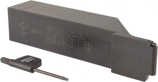 Seco - SRGC, Left Hand Cut, 1-1/4" Shank Height x 1-1/4" Shank Width, Neutral Rake Indexable Turning Toolholder - 6" OAL, RCMT22 Insert Compatibility, Series Screw Lock - Exact Industrial Supply