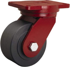 Hamilton - 6" Diam x 3" Wide x 8-1/2" OAH Top Plate Mount Swivel Caster - Nylon, 5,000 Lb Capacity, Sealed Precision Ball Bearing, 6-1/8 x 7-1/2" Plate - Exact Industrial Supply