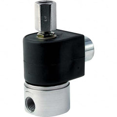 Parker - 120/60 - 110/50 VAC 1/8" NPT Port Stainless Steel Three-Way Direct Acting Solenoid Valve - Exact Industrial Supply