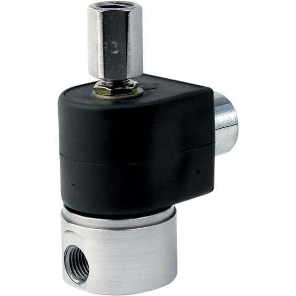 Parker - 24 VDC 1/8" NPT Port Stainless Steel Three-Way Direct Acting Solenoid Valve - Exact Industrial Supply