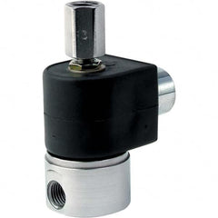 Parker - 1/4" NPT Port Brass Three-Way Direct Acting Solenoid Valve - Exact Industrial Supply