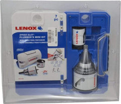 Lenox - 7 Piece, 1-1/4" to 2-1/2" Saw Diam, Plumber's Hole Saw Kit - Bi-Metal, Toothed Edge, Includes 5 Hole Saws - Exact Industrial Supply