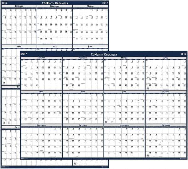 House of Doolittle - 1 Sheet, 24 x 37", Erasable Wall Calendar - Blue & Gray - Exact Industrial Supply