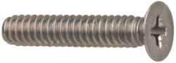 Made in USA - #10-24 UNC, 7/8" OAL Phillips Drive Machine Screw - Flat Head, Grade 18-8 Stainless Steel, Without Washer - Exact Industrial Supply