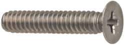 Made in USA - 1/4-20 UNC, 3/8" OAL Phillips Drive Machine Screw - Flat Head, Grade 18-8 Stainless Steel, Passivated Finish, Without Washer - Exact Industrial Supply