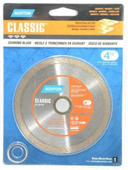 Norton - 4-1/2" Diam, 5/8 & 7/8" Arbor Hole Diam, Wet & Dry Cut Saw Blade - Diamond-Tipped, Standard Round Arbor - Exact Industrial Supply