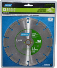 Norton - 7" Diam, 5/8" Arbor Hole Diam, Wet & Dry Cut Saw Blade - Diamond-Tipped, Standard Round Arbor - Exact Industrial Supply