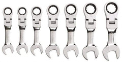 GearWrench - 7 Piece, 3/8" to 3/4", Ratcheting Combination Wrench Set - Inch Measurement Standard, Chrome Finish, Comes in Plastic Case - Exact Industrial Supply