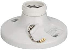 Leviton - 2 Pin, 250 VAC, 660 Watt, Medium Base, Pull Chain Lamp Holder - 4.56 Inch Wide x 2.01 Inch High, Incandescent, Screw Mounted - Exact Industrial Supply